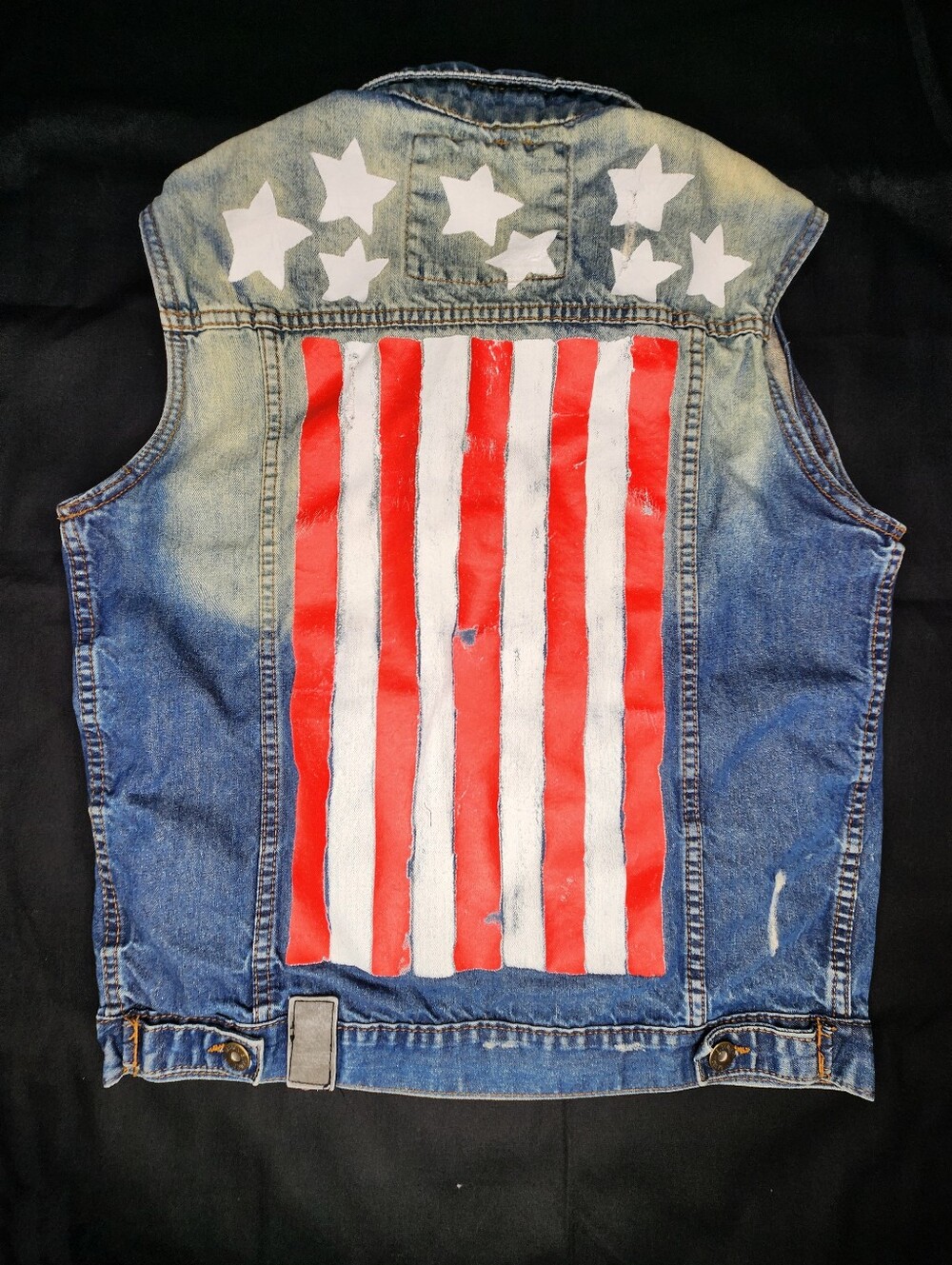 Revolution American Flag Blue Denim Vest Jacket